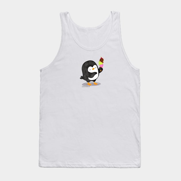 Penguin with Ice Cream Tank Top by thepenguinsfamily